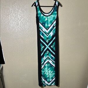EUC Calvin Klein Vibrant Green and Black Maxi Dress